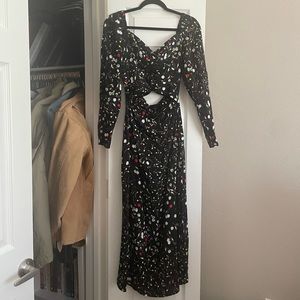 AFRM Black Floral Long Sleeve Maxi Dress